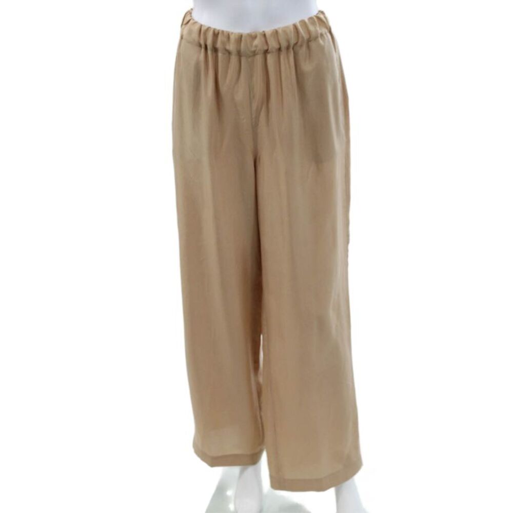 QL2 Women Silk Dress Pants Beige Pull On Size 42